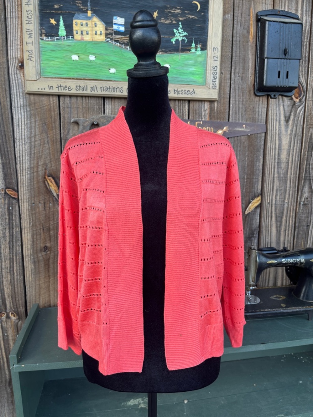 Perceptions New York size XL Coral cover-up shrug cardigan sweater NWT 2154